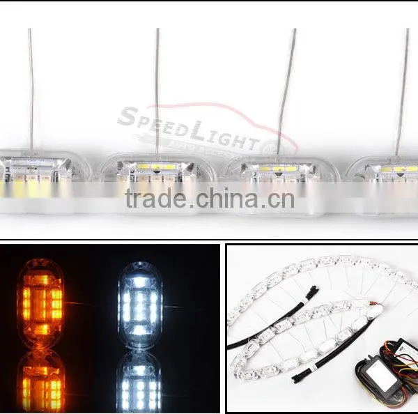 SpeedLight 2015 New Products 12V 24V 16W Crystal Flexible LED Daytime Running Lights With Turn Signal Function photo-4