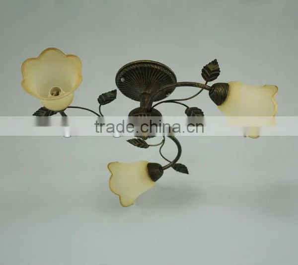 Beige and Yellowish Flower 3 Lampholders Chandelier Pendant photo-4
