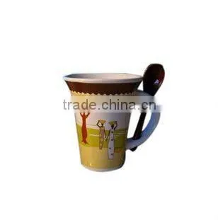 Ceramic Mug With Patterns and Spoon
