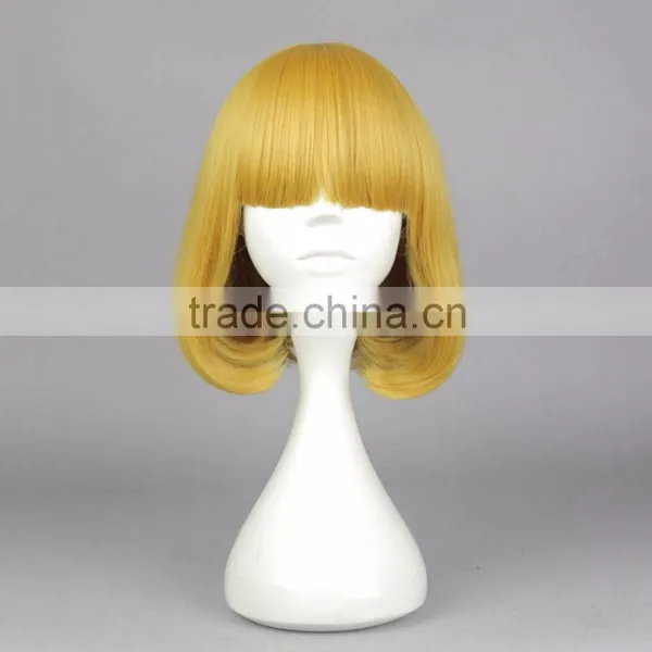 Factory WholesalePrison School Hana Midorikawa Cosplay Wig Short 35cm 14" Golden Yellow Anime Hair With Hairnets photo-2