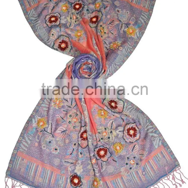 Embroidered Indian Boiled Wool Shawls