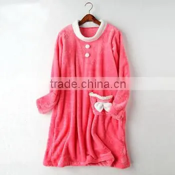 Plain Flannel Women Dress Pajama