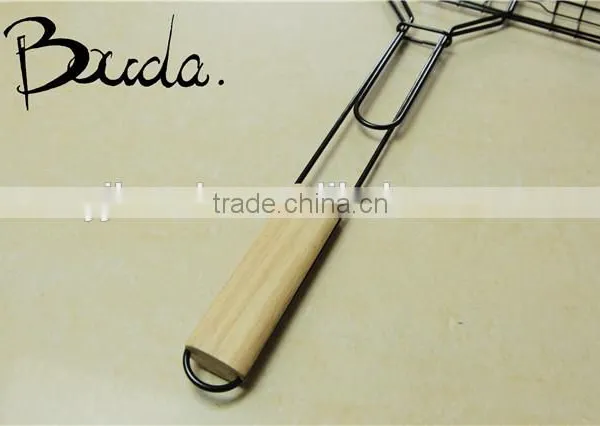 Stainless Steel Double Barebecue Bbq Grill Net With Wooden Handle BD-B8100 photo-2
