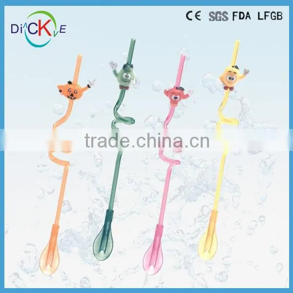 2015 Children Assorted plastic spoon with straw