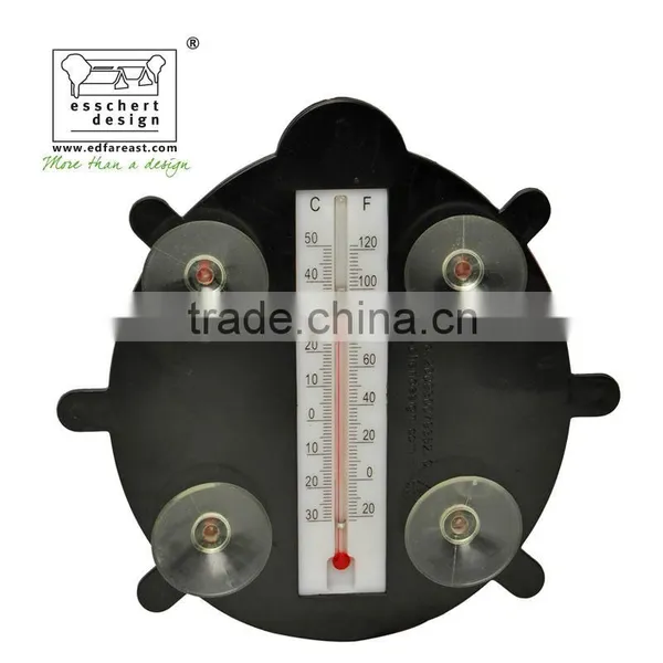 Designed Hand Painted Ladybug Shape Plastic Window Thermometer photo-3