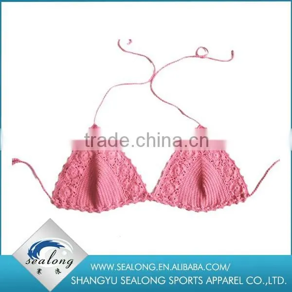 2016 Slimming Sweet Pink Bikini Customized Fashion Knit Bikini for Girl photo-3