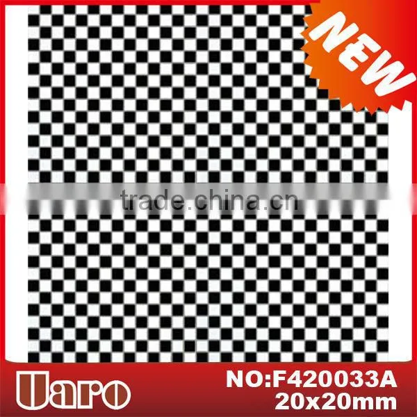Traditional Checker Glass Black and White Mosaic Tile