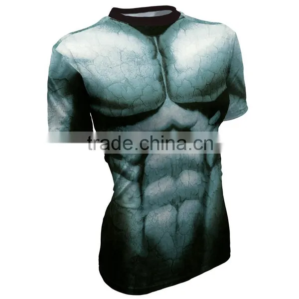 Wholesale Men Custom Gym Compression Tights Shirts Sports Wear/gym Apparel Mens t Shirt photo-2