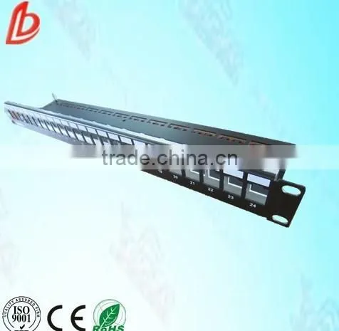 1U UTP RJ-45 Patch Panel Classic Black Black Aluminium For 24 K6/K5e Jacks
