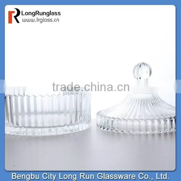 LongRun 16cm Round Bottom Vertical Stripes Covered Glass Candy Dish photo-2