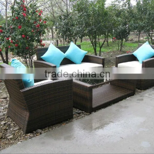 Outdoor Garden Plastic Rattan Sofa Set, Patio Furniture, Wicker Furniture