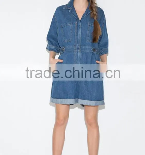 Women's Jeans Jumpsuits Short Sleeve With Chest Pocket Jumpsuits Rompers photo-5