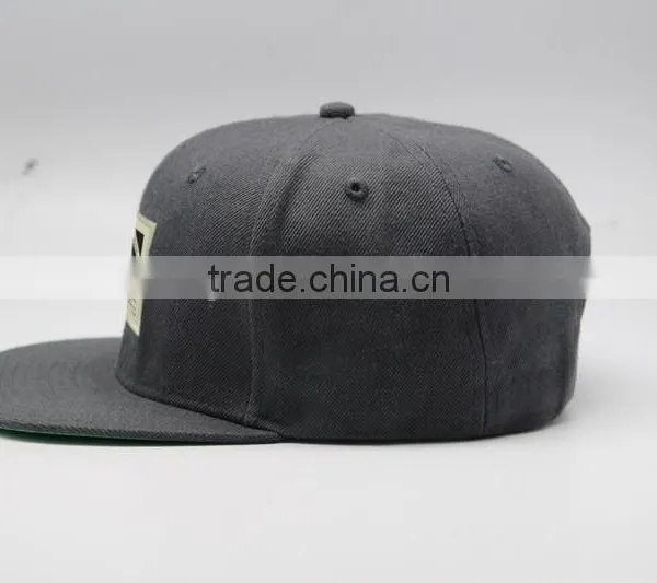 Buckle Back Grey Snap Back Hat With Woven Label Logo photo-3