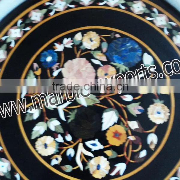 Handmade Black Marble Inlay Dining Table Tops, Marble Coffee Table Top photo-4