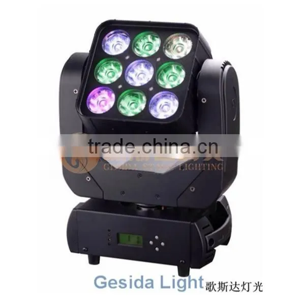 Top Selling Newest 9X12W 4IN1 Led Matrix Moving Head Light Multi Color Projector Light