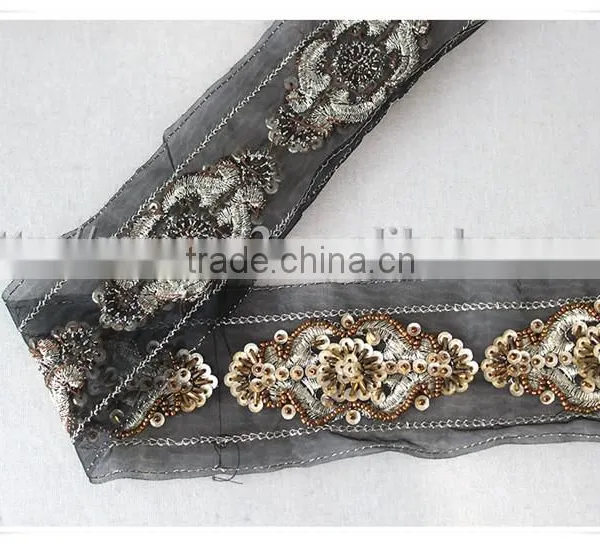High Quality Embroidery Gold Thread Garments Accessories Decorative Beaded Trim photo-5