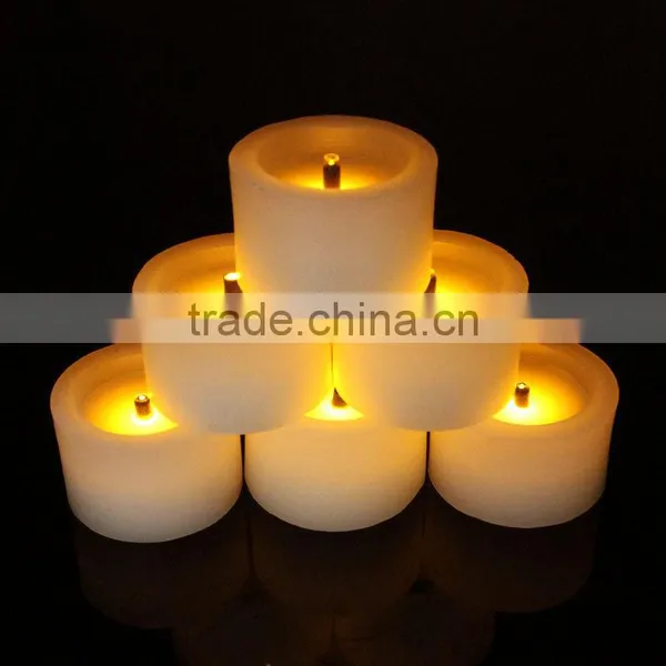 Flameless Paraffin Yellow Amber Flickering Wax Candles With Timer LED Battery Powered Candles photo-5