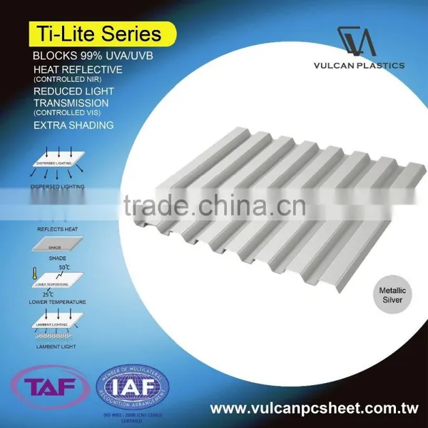 Sun Shading Solid Corrugated Polycarbonate Sheet (Ti-Lite Metallic Silver) photo-3