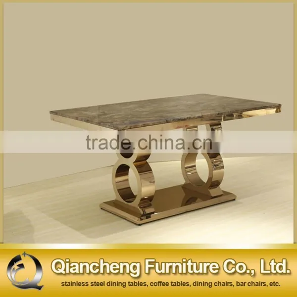 Luxury Rose Gold Marble Dining Table Set Restaurant Furniture photo-5