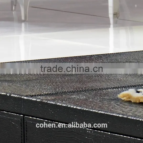 2015 New Arrival Stainless Steel Legs Black Crocodile pu Covering Center Coffee Table photo-3