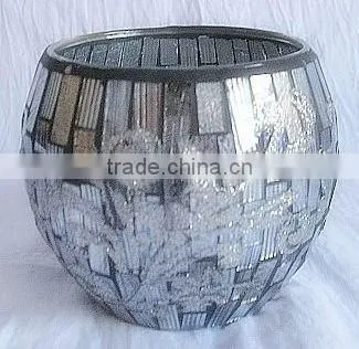 Good Quality Silver Mirror Mosaic Candle Holder photo-2