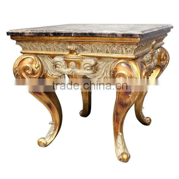 MO-0003-02 Antique Furniture Small Side Table With Marble photo-2