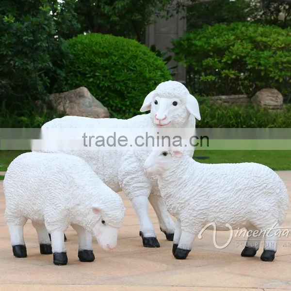 Outdoor Decoration Fiberglass Animal Craft Life Size Resin Sheep Statues for Sale photo-3