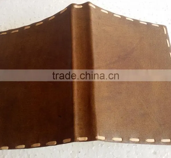 Handmade Tan Color Plain Big Stitch Leather Notebook photo-3