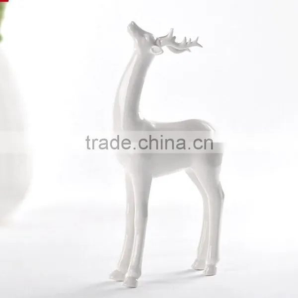 Plain White Modern Set of 4 Ceramic Milu Deer for Home Decoration photo-3