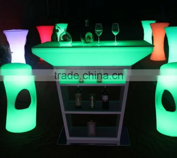 Led Illuminated Home Bar Counter With Stainless Steel Shelf photo-2