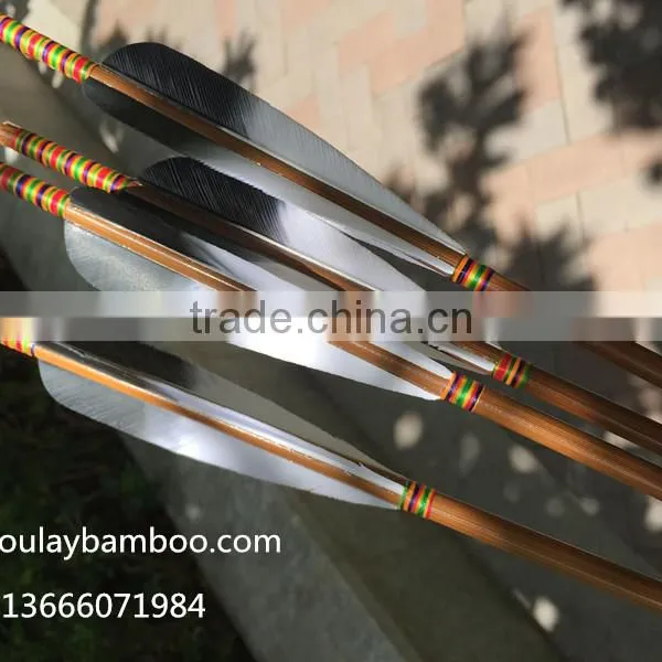 Black And White Fletched Arrows Carbonized Bamboo 75~80#*32inch photo-2