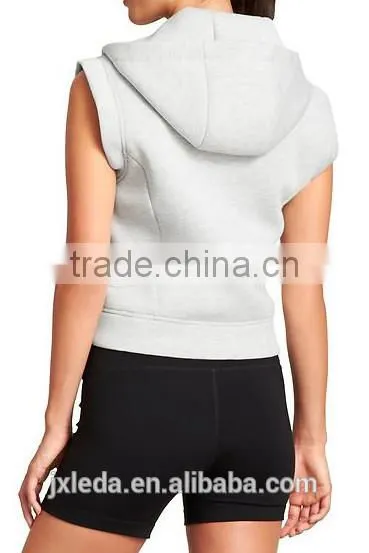 Cheap Price Gray Bomber Vest Manufacturer Wholesale Plain Sleeveless Hoodie for Woman photo-2
