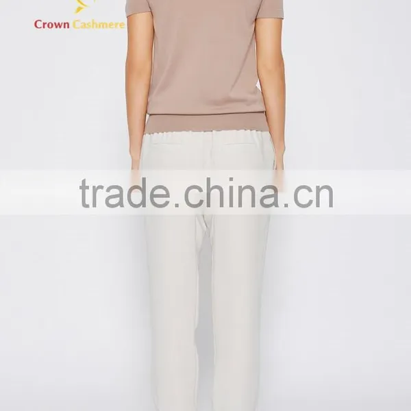Short Sleeve Turtleneck Knitted Wool Sweater For Women photo-2