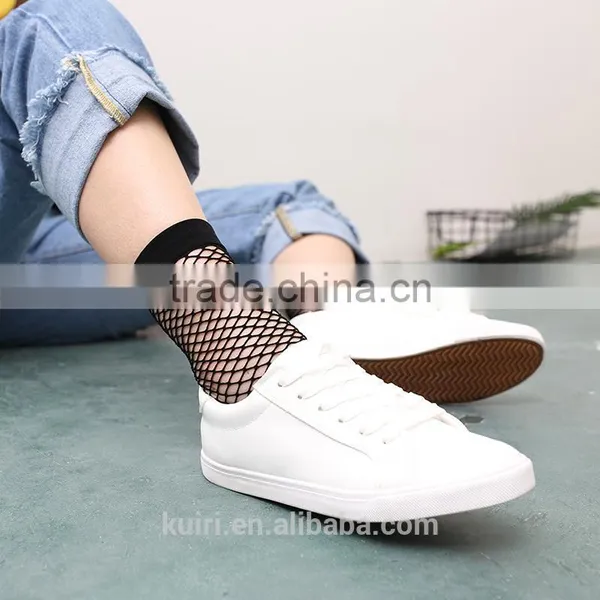 WS-26 Fishnet Short Socks Women Summer Invisible Black Nylon Mesh Socks Female Solid Color Transparent Woman Socks photo-2