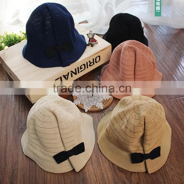 S60562B 2017 boys and girls bowknot straw hat sunhat
