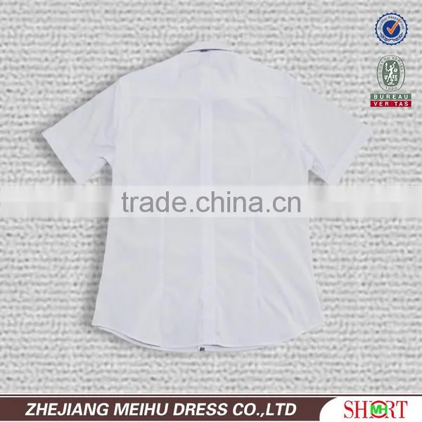 2017 Latest White Short Sleeve Contrast Color 100% Cotton Slim Fit Men Shirt photo-3