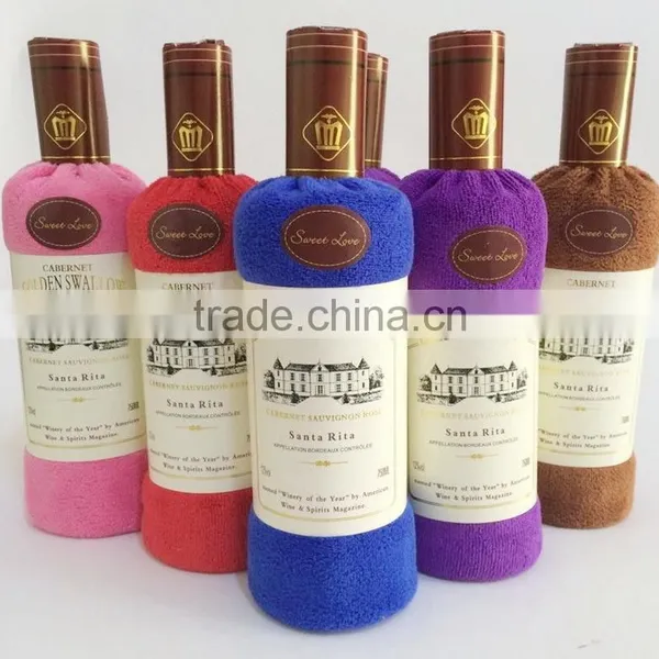 30x60cm Custom Logo Promotional Magic Double-sided Velvet Towels,hot-pressed Customzied Cooling Towel,wine Bottle photo-3