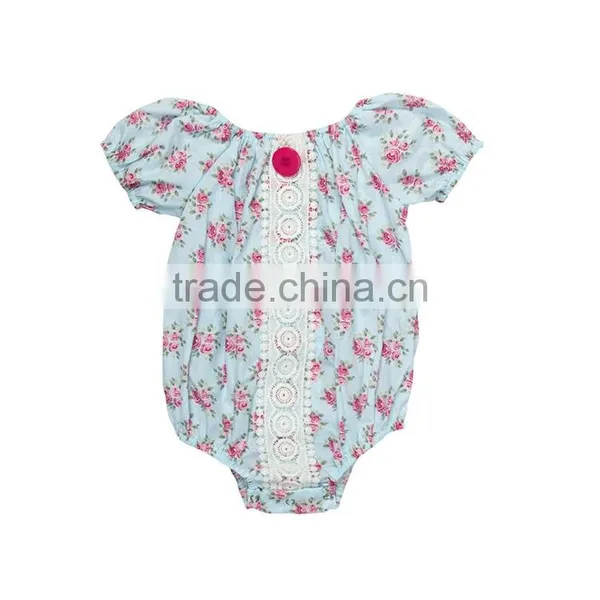 2017 Floral Printed Infant Jumpsuit 100% Cotton Fluffy Sleeve Baby Romper photo-4