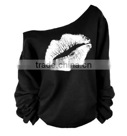 Lip Printed Women Blouse One Shoulder Blouses Spring Summer Shirts Blusas Mujer photo-6