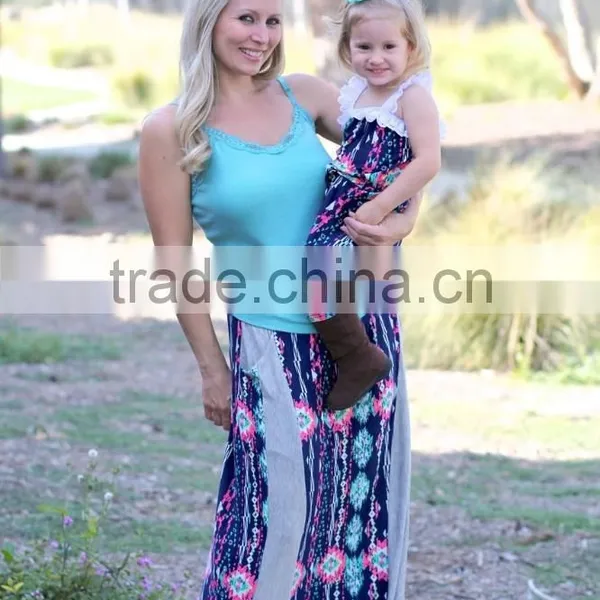 Mommy and me Maxi Dresses Strip Dresses Blue and White Long Dresses photo-5