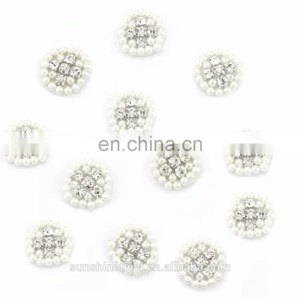 New Fashionable Handsewn Alloy Rhinestone Button With Pearl for Accessories With Silver Plating photo-3