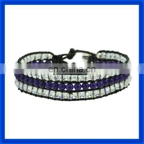 New 2014 European Style Beaded Leather Wrap Bracelets TPCL152#