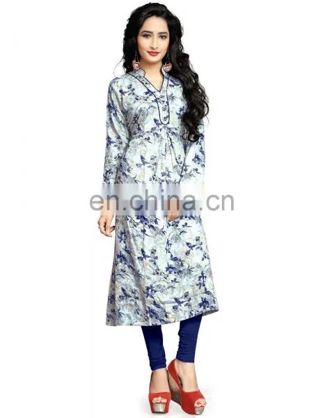 2017 Womens Party Wear High Quality Rayon Soft Cotton Printed Kurtis