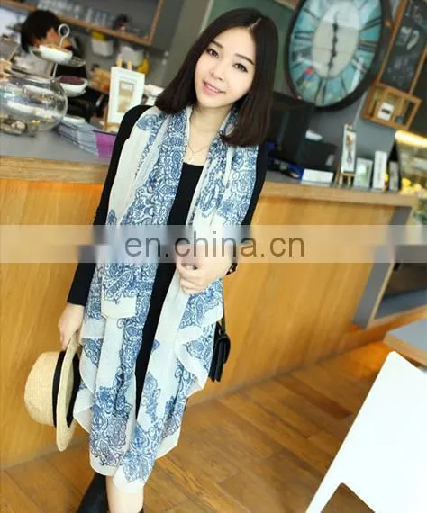 New Design Fashion Lady Voile Scarf Custom Printed Long Scarf photo-2