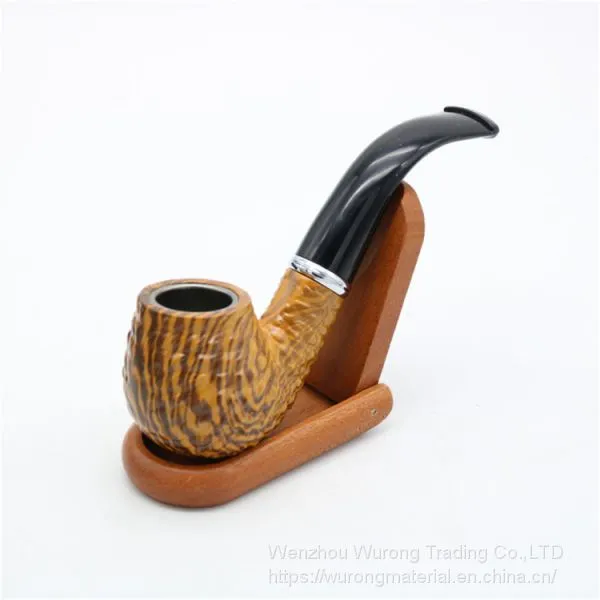 140 mm Length Wooden Resin Short Tobacco Pipe With Marble-pattern Head for Smoking photo-4