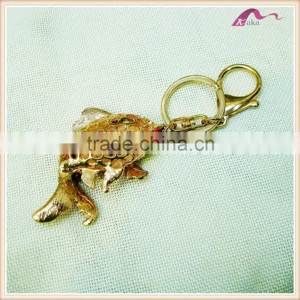 Top Quality Gold Colorful Crystal Fish Keychain photo-2