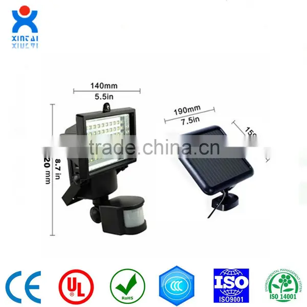 3.6w 60 Bright Led Solar Powered Led Flood Light With PIR Motion Sensor