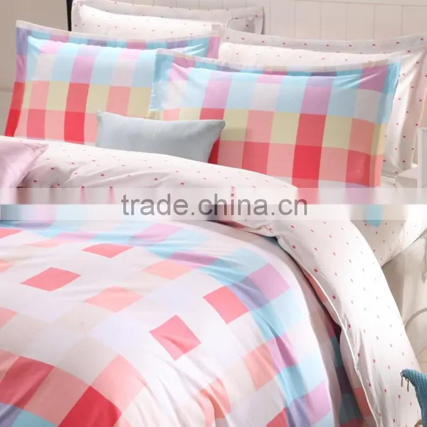 China Manufacturer Plaid Pattern Colorful Print Your Own Duvet Cover Vintage Pillowcase Single Bed Comforter Set photo-3