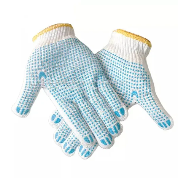 Anti Slip 7Gauge White Polycotton Liner PVC Dotted Work Gloves photo-3
