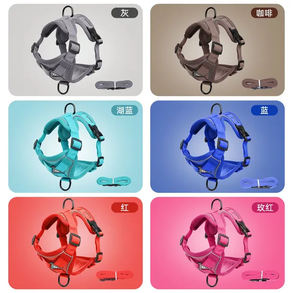 New Reflective Pet Harness Vest Breathable Polyester Pet Leash for Dogs & Cats Adjustable Walking Lead With Padded Straps photo-4